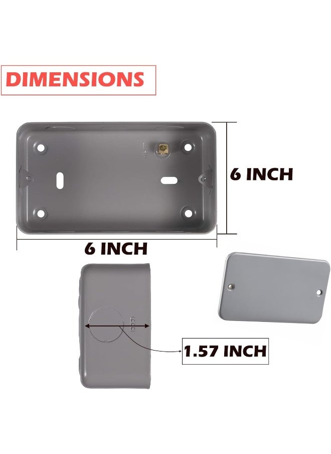 melfi Melfi Metal Clade Electrical Wall Switch: Epoxy Gray Powder Coated For Enhanced Durability (Metal Clade Blank Box With Cover 6X3)  - Image 2
