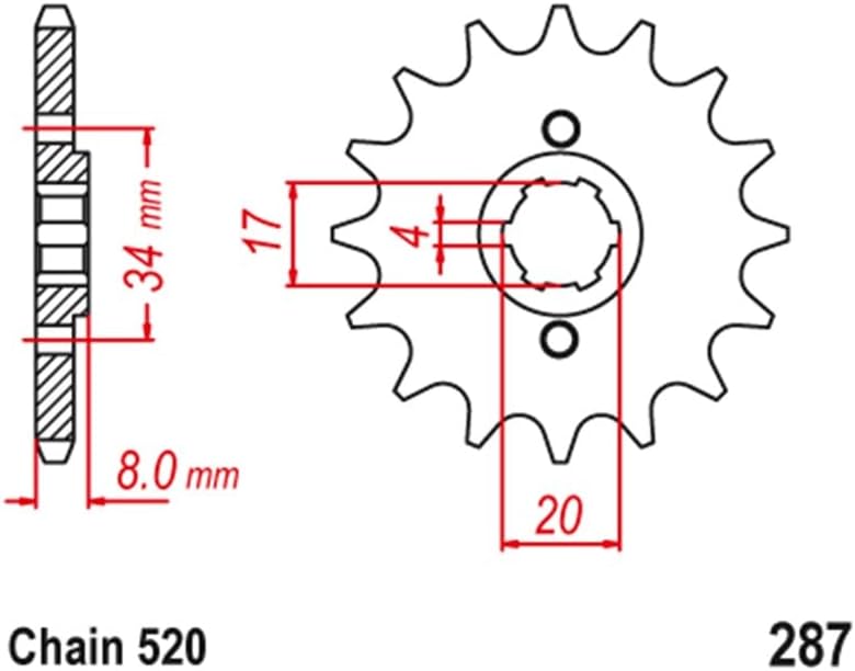 Wivplex 520 Motorcycle Front Sprocket Pinion - Image 2