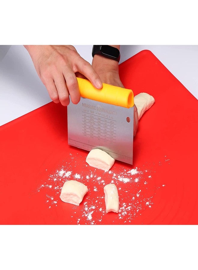 FS COOL 2 in 1 Dough Scraper, Bench Scraper Stainless Steel Scraper Stainless Steel Dough Cutter with Graduations, for Pizza, Pastry, Pancakes, Bread, Pie (Pack of 2) - Image 3