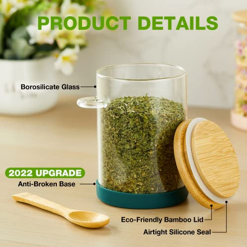 Mfacoy Set of 4 Airtight Glass Jars with Bamboo Lids & Spoons, 17 oz Borosilicate Overnight Oats Containers with Lids, Clear Food Storage Canister for Cookie, Candy, Coffee, Sugar, Matcha Tea, Flour - Image 5