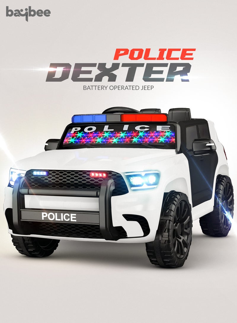 BAYBEE Police Battery Operated Jeep for Kids, Ride on Toy Electric Jeep for Kids with Remote Control, Music & Led Light | Battery Baby Car Kids Car | Kids Electric Jeep Car for Kids Childrens Boy Girl White - Image 2