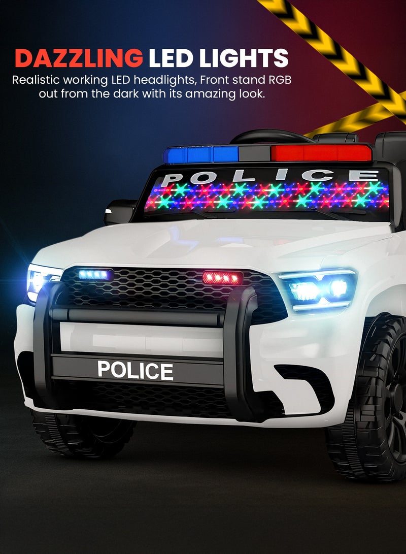 BAYBEE Police Battery Operated Jeep for Kids, Ride on Toy Electric Jeep for Kids with Remote Control, Music & Led Light | Battery Baby Car Kids Car | Kids Electric Jeep Car for Kids Childrens Boy Girl White - Image 3