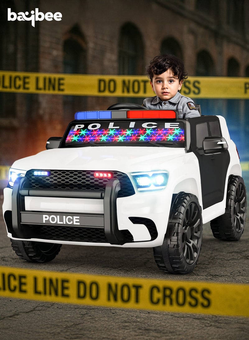 BAYBEE Police Battery Operated Jeep for Kids, Ride on Toy Electric Jeep for Kids with Remote Control, Music & Led Light | Battery Baby Car Kids Car | Kids Electric Jeep Car for Kids Childrens Boy Girl White - Image 4