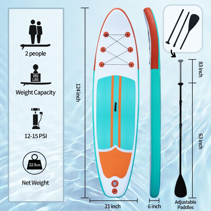 XHYCPY Inflatable Stand Up Paddle Board with SUP Accessories, Anti-Slip EVA Deck, 10â€™4â€™â€™ Inflatable Paddle Boards for Adults and Youth of All Skill Levels - Image 2