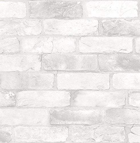 NuWallpaper ورق جدران NuWallpaper NU2218 من الطوب، أبيض وبيج - Image 1