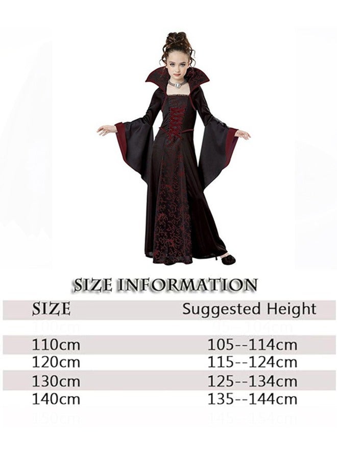 CityRiya-Long Halloween Costumes Girls, Black Witch Dress Halloween Costumes for Girls, Cosplay Costumes Vintage Halloween Outfits, Long Sorceress Dress, Kids Witch Costumes Victorian Faire Costumes for Height 110cm - Image 4