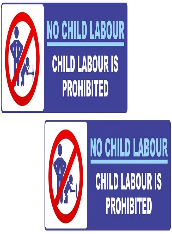 VAAIMAI No Child Labour Sign Board | 12x4 Inch | UV Laminated Waterproof Foam Board | Blue Vinyl Sticker | For Office, Factory, School | Pack of 2 - Image 1