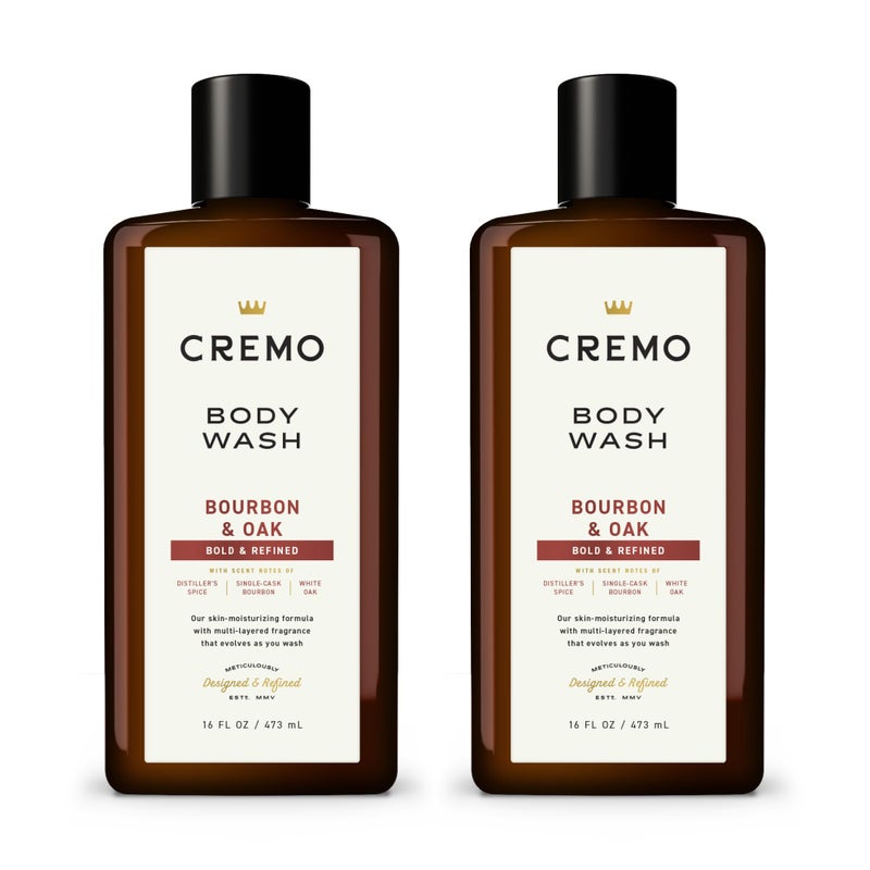 Cremo Rich-Lathering Bourbon & Oak Body Wash, A Sophisticated Blend of Distillers Spice,16 Fl Oz (2-Pack), Packaging may vary - Image 1