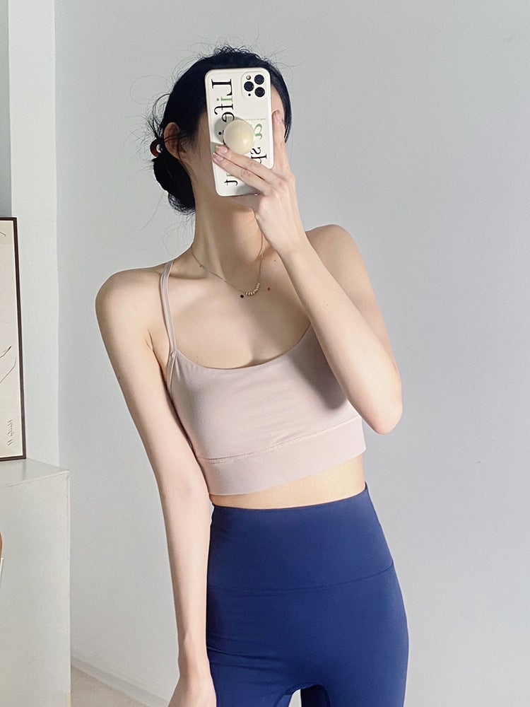 Solid Color Sports Yoga Sling Bra Y-Shaped Beauty Back Running Sports Underwear Women'S Shockproof Push Up Tight With Chest Pad - Image 5