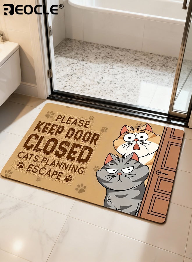 REOCLE Thickened Cat Welcome Doormat Non-Slip Rug Ultra Absorbent and Quick Drying Mat Cozy Home Decor Crystal-Velvet Area Carpet Washable Indoor Outdoor Mat for Entryway Bathroom Kitchen Bedroom 15.7"W× 23.6"L - Image 2