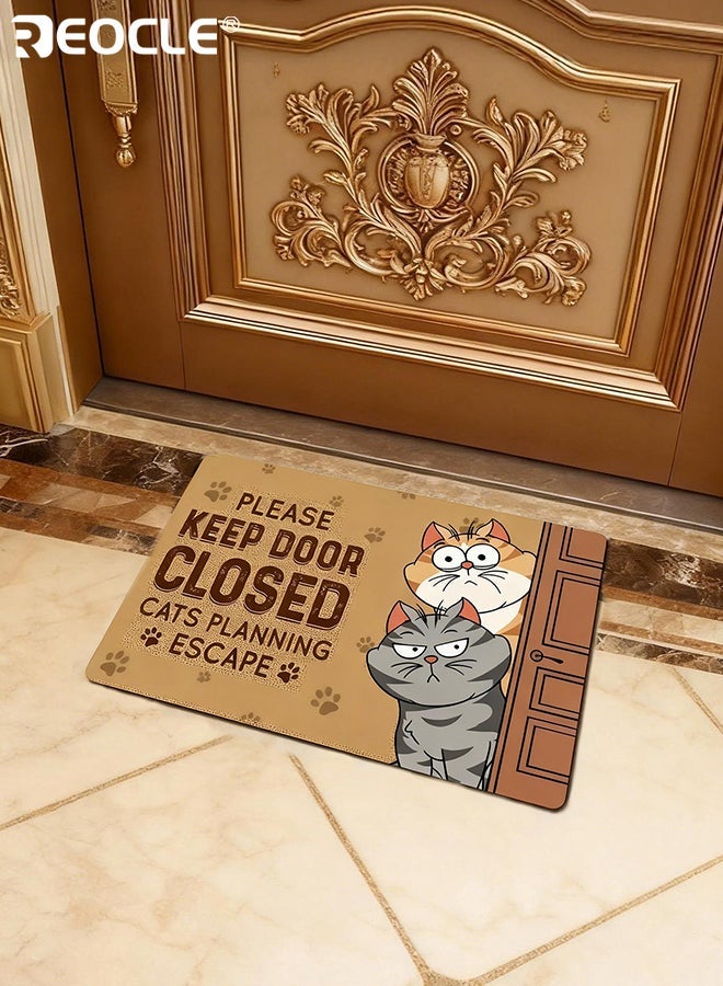 REOCLE Thickened Cat Welcome Doormat Non-Slip Rug Ultra Absorbent and Quick Drying Mat Cozy Home Decor Crystal-Velvet Area Carpet Washable Indoor Outdoor Mat for Entryway Bathroom Kitchen Bedroom 15.7"W× 23.6"L - Image 5