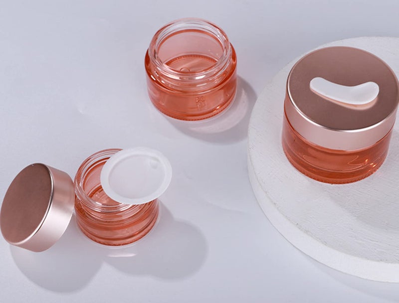 Healthcom 10 Packs 5g5ml Empty Sample Jars Pink Glass Cosmetic Jar Pot Bottles with Rose Gold Lids Cosmetic Container Refillable Eye Cream Jar Pot Vials for Makeup Lotion Face Eyeshadow Lip Balms - Image 5