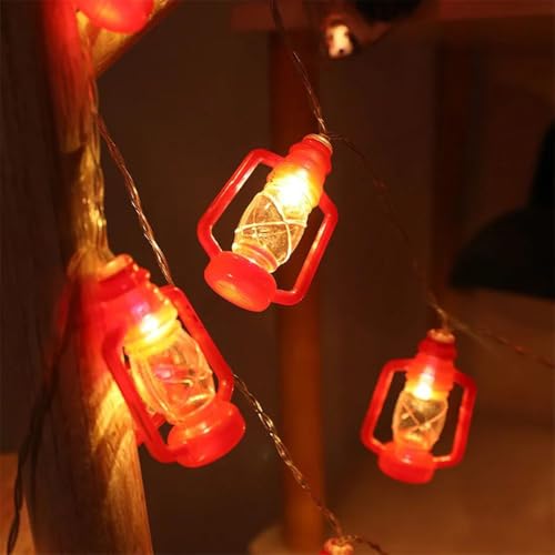 KHIZAR Red Vintage Kerosene Bottle LED String Lights – Christmas Courtyard & Indoor Decoration | Warm White Fairy Lights for Home, Garden, Balcony, Diwali & Rakhi Gift - Image 4