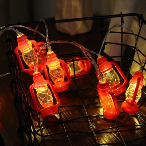 KHIZAR Red Vintage Kerosene Bottle LED String Lights – Christmas Courtyard & Indoor Decoration | Warm White Fairy Lights for Home, Garden, Balcony, Diwali & Rakhi Gift - Image 1