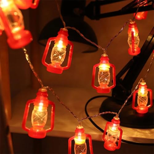 KHIZAR Red Vintage Kerosene Bottle LED String Lights – Christmas Courtyard & Indoor Decoration | Warm White Fairy Lights for Home, Garden, Balcony, Diwali & Rakhi Gift - Image 3