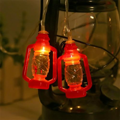 KHIZAR Red Vintage Kerosene Bottle LED String Lights – Christmas Courtyard & Indoor Decoration | Warm White Fairy Lights for Home, Garden, Balcony, Diwali & Rakhi Gift - Image 2