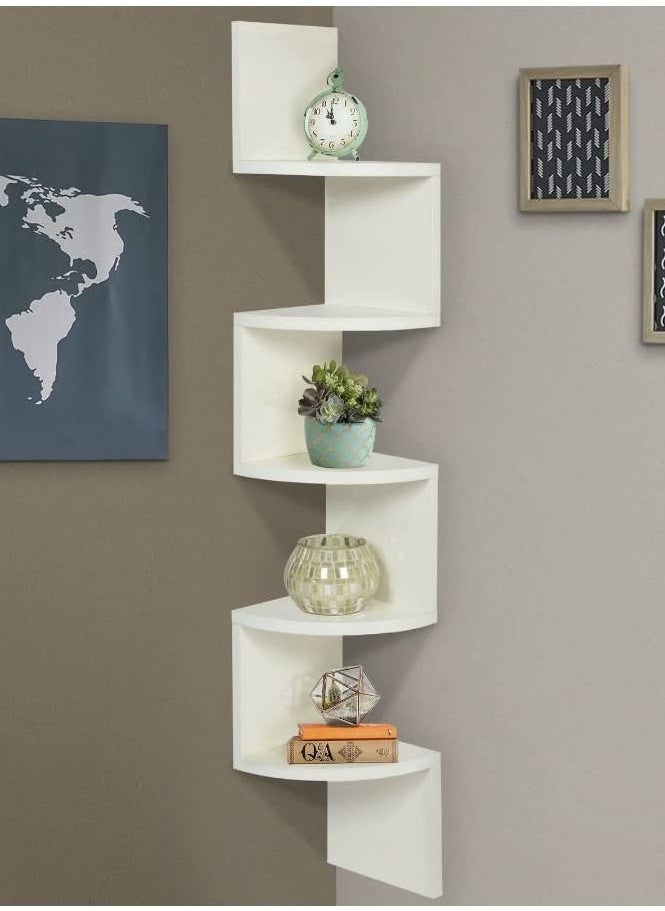 Home Gallery zig zag Shelves Corner 5 Tier natural wood  - Image 1