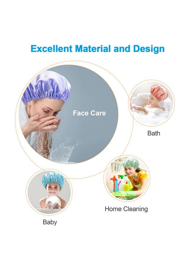 AmazerBath - Shower Cap 4Pack Shower Caps For Women Double Waterproof Layers Bathing Shower Hat Hair Protection Eva Shower Caps Reusable Large Size - Image 1