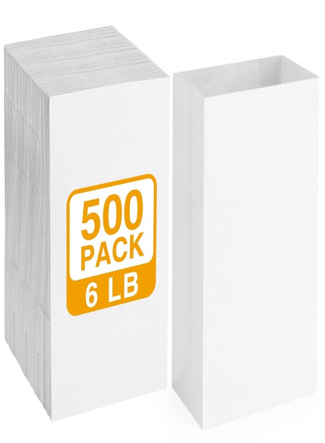 BagDream 500 Pack Paper Lunch Bags 6 Lb White Kraft Bag Small Paper Bags Grocery Sacks for Snacks, Crafts, Lunch 6 lb Capacity - Image 1