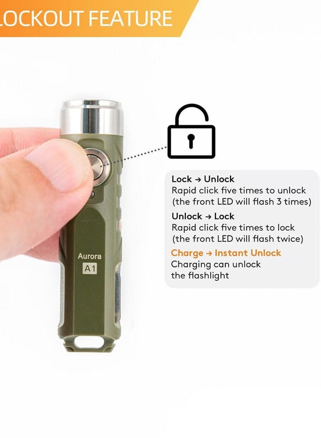 RovyVon Aurora A1 G4 Mini Keychain Flashlight, 650 Lumens Super Bright EDC Light, USB C Rechargeable Pocket Flashlight with Lock Mode & Momentary On, Emergency Gear for Camping, Night Dog Walking - Image 3