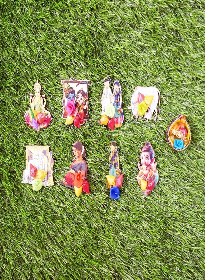 SAI PRASEEDA مجموعة هدايا صغيرة من خشب MDF من SAI PRASEEDA، تتضمن 11 كيسًا من أكياس الحناء والكومكوم، مناسبة لحفلات البوجا والمهرجانات وحفلات الزفاف وحفلات الانتقال إلى منزل جديد وحفلات التامبولام والمناسبات السعيدة. - Image 5