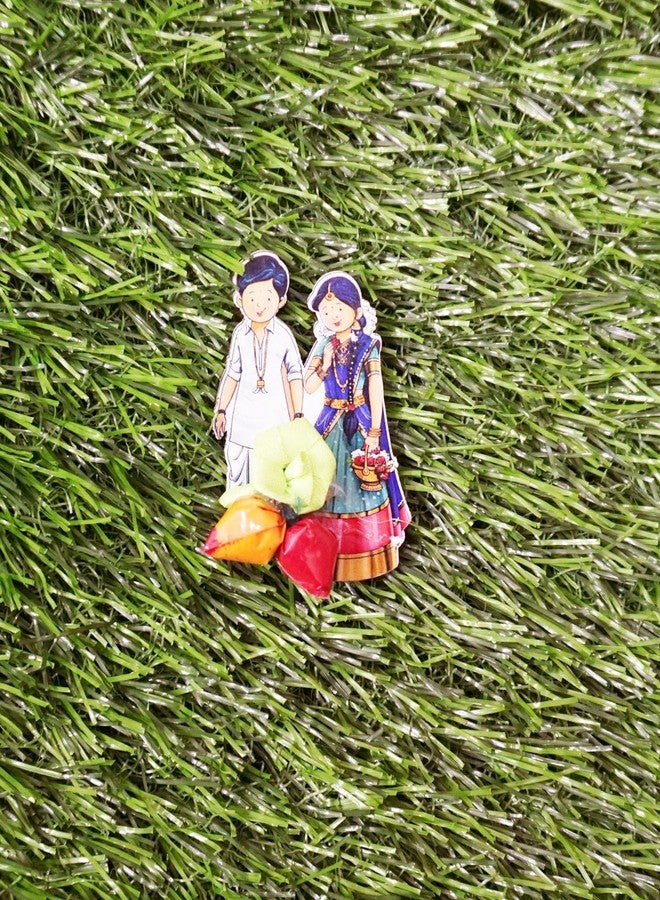 SAI PRASEEDA مجموعة هدايا صغيرة من خشب MDF من SAI PRASEEDA، تتضمن 11 كيسًا من أكياس الحناء والكومكوم، مناسبة لحفلات البوجا والمهرجانات وحفلات الزفاف وحفلات الانتقال إلى منزل جديد وحفلات التامبولام والمناسبات السعيدة. - Image 3