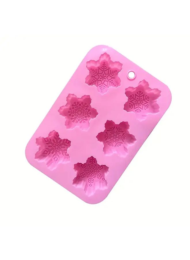Pink Silicone Hexagonal Snowflake Mold For Baking Chocolate Soap Making Christmas Treats DIY Crafts - Image 5