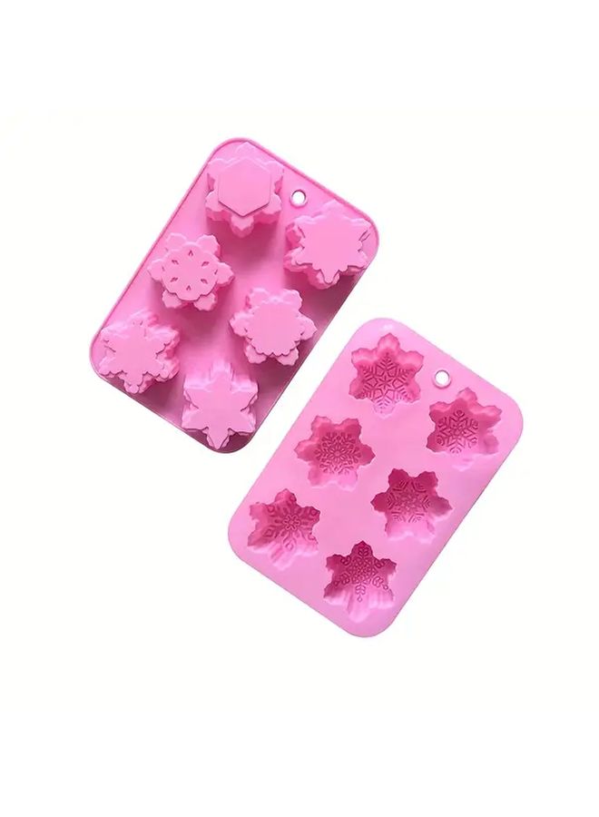 Pink Silicone Hexagonal Snowflake Mold For Baking Chocolate Soap Making Christmas Treats DIY Crafts - Image 2