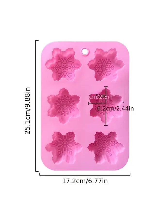 Pink Silicone Hexagonal Snowflake Mold For Baking Chocolate Soap Making Christmas Treats DIY Crafts - Image 3