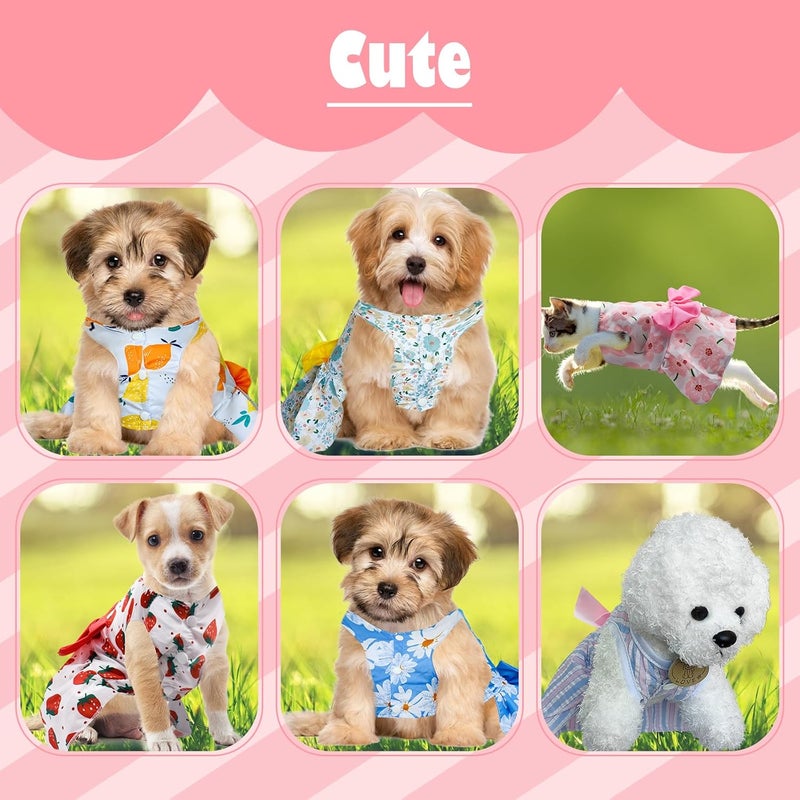 KATOLK 6 Pieces Dog Dresses for Small Dogs Girls, Cute Princess Puppy Kitten Dog Dresses with Flowers and Bowknot for Pet Cats, Small Dogs' Outfits Female Pet Skirts Clothes for Chihuahua Yorkies - Image 3