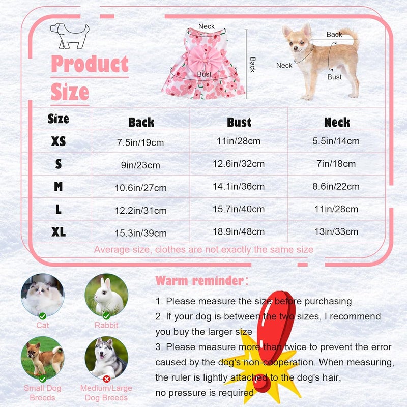 KATOLK 6 Pieces Dog Dresses for Small Dogs Girls, Cute Princess Puppy Kitten Dog Dresses with Flowers and Bowknot for Pet Cats, Small Dogs' Outfits Female Pet Skirts Clothes for Chihuahua Yorkies - Image 2