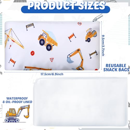Chumia 6 Pack Reusable Snack Bags for Kids, Washable Sandwich & Food Storage Pouches, Dual-layer Silicone Lined Lunch Bags with Zipper for School & Travel(Lovely,6.9 x 3.7 Inches) - Image 2