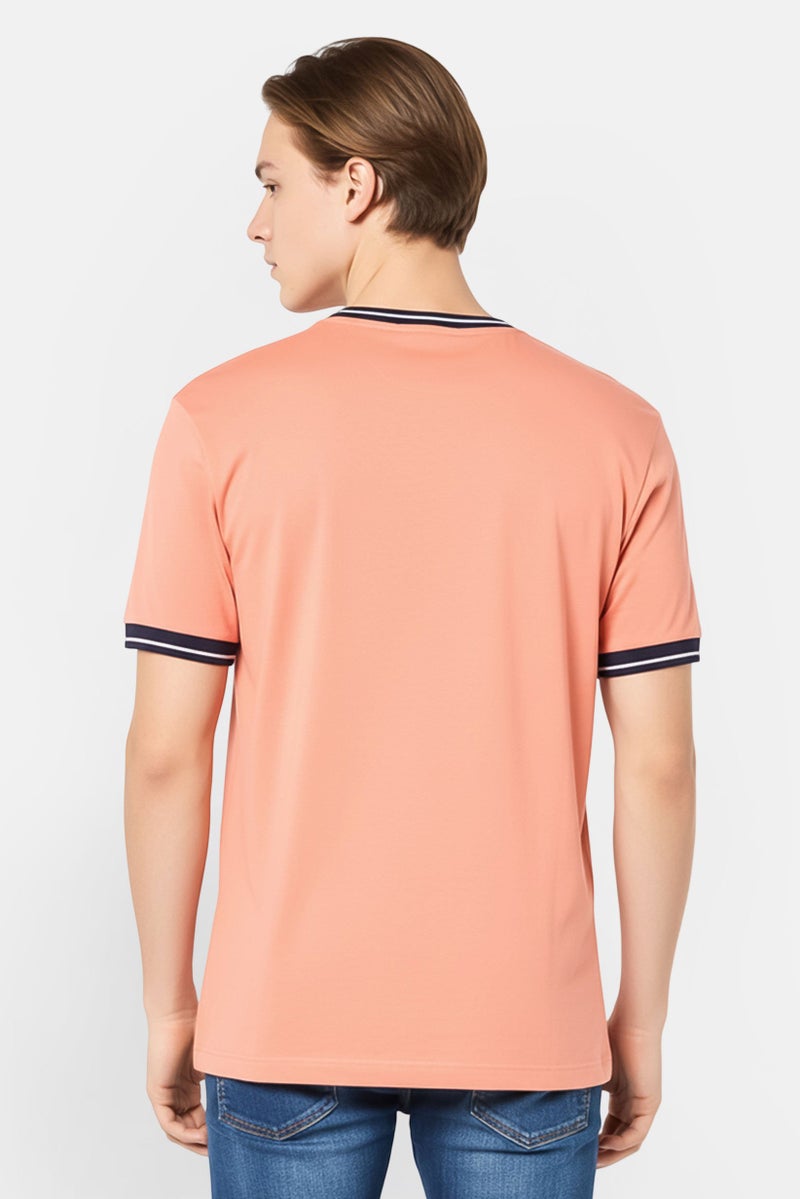 NAUTICA Men Crew Neck Short Sleeve Embroidered Logo T-Shirt, Peach - Image 2