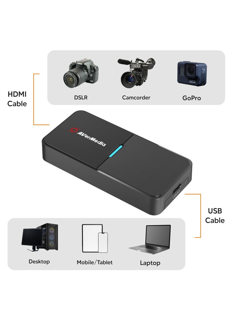 AVerMedia AVerMedia BU113 Live Streamer Cap 4K HDMI DSLR Video Capture Card for Content Creation - Capture and Stream in 2160p30, Record in 1080p60 HDR, USB Type-C, TAA/NDAA Compliant  - Image 4