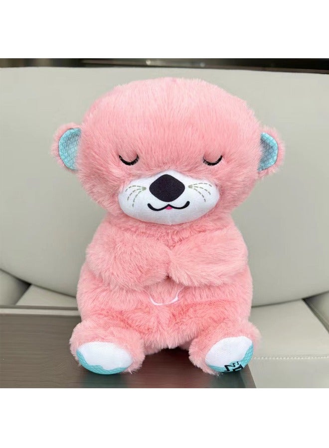 هالامودو تنفس الدب دمية مهدئة الألعاب- لطيف ألعاب بلش للأطفال الرضع والأطفال الصغار - الموسيقى مهدئة مع Lullabies، صوت ضربات القلب واللمع الناعم - فائقة الناعمة Hypoallergenic النسيج- 12 بوصة الدب الحنين الوردي - Image 1