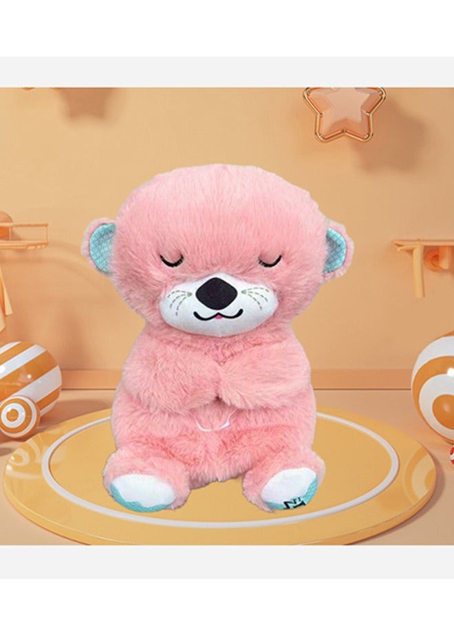 هالامودو تنفس الدب دمية مهدئة الألعاب- لطيف ألعاب بلش للأطفال الرضع والأطفال الصغار - الموسيقى مهدئة مع Lullabies، صوت ضربات القلب واللمع الناعم - فائقة الناعمة Hypoallergenic النسيج- 12 بوصة الدب الحنين الوردي - Image 4