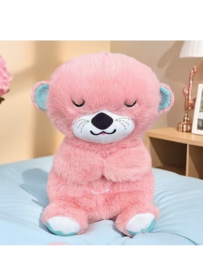 هالامودو تنفس الدب دمية مهدئة الألعاب- لطيف ألعاب بلش للأطفال الرضع والأطفال الصغار - الموسيقى مهدئة مع Lullabies، صوت ضربات القلب واللمع الناعم - فائقة الناعمة Hypoallergenic النسيج- 12 بوصة الدب الحنين الوردي - Image 3