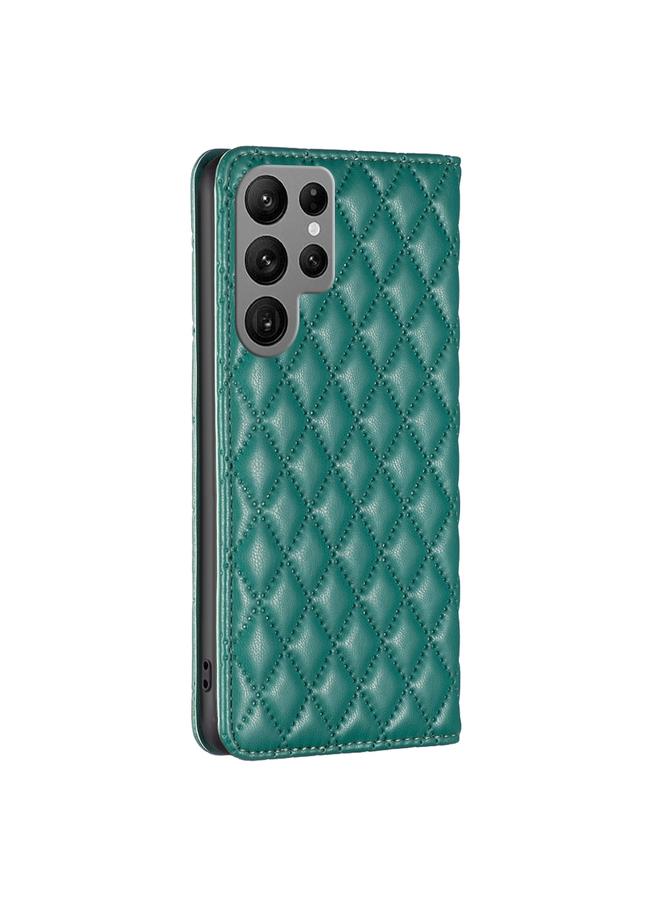 S-TOP Case For Samsung Galaxy S24 Ultra 5G Diamond Lattice Magnetic Leather Flip Phone Case - Image 3