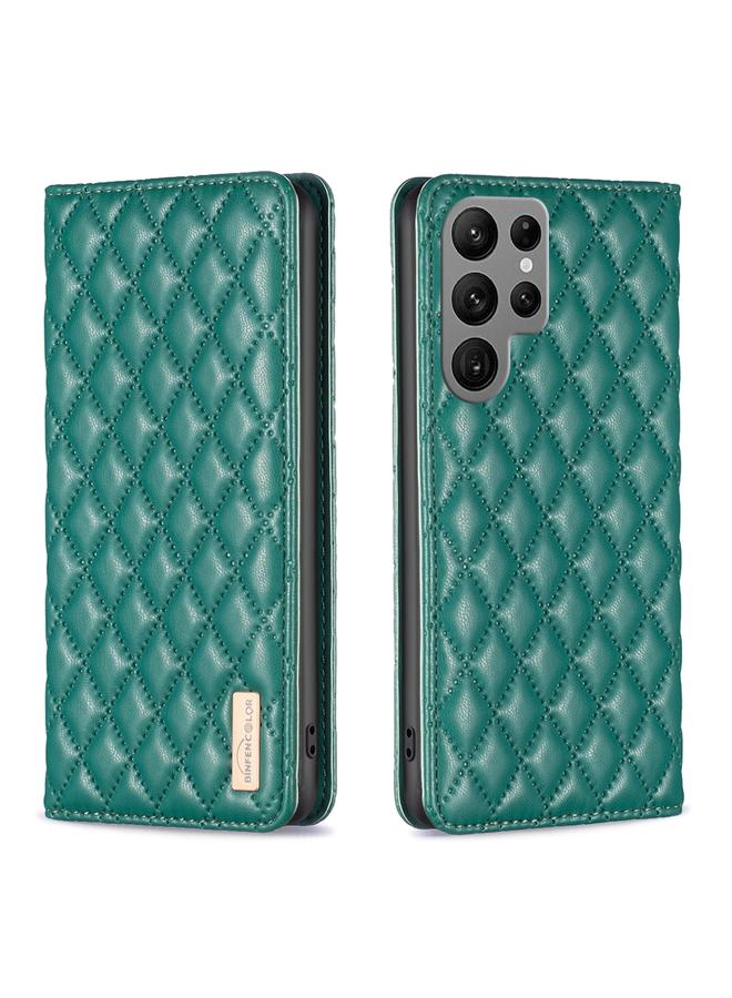 S-TOP Case For Samsung Galaxy S24 Ultra 5G Diamond Lattice Magnetic Leather Flip Phone Case - Image 1