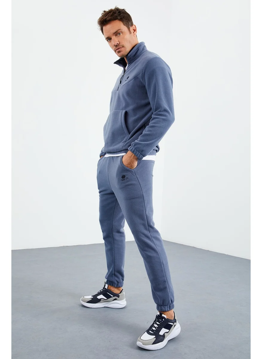 Tommy Life Petrol Men's Half Zipper Stand Collar Elastic Leg Fleece Tracksuit - 85159