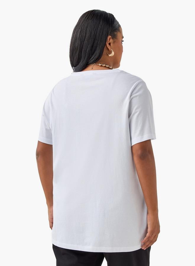  أولا بوبكن تيشيرت بياقة مستديرة وأكمام قصيرة بطبعة صدف بحجم كبير من أولا بوبكن - Image 3