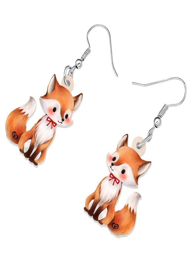 NEWEI Cute Fox Earrings Dangle Novelty Acrylic Foxes Jewelry For Women Gift Charms (Fox A) - Image 3