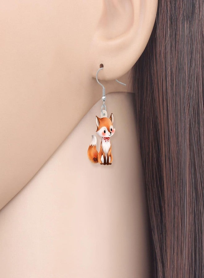 NEWEI Cute Fox Earrings Dangle Novelty Acrylic Foxes Jewelry For Women Gift Charms (Fox A) - Image 2