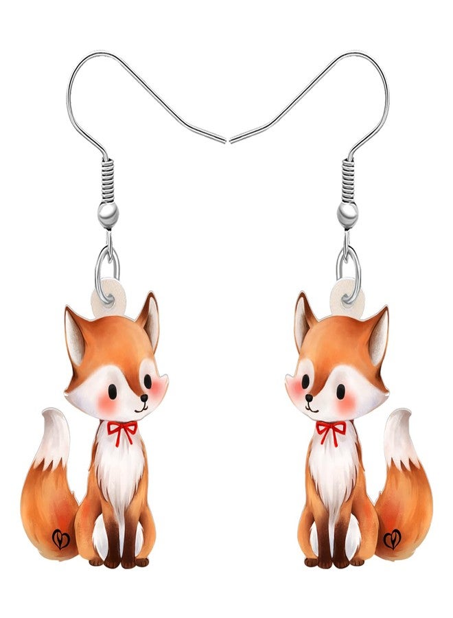 NEWEI Cute Fox Earrings Dangle Novelty Acrylic Foxes Jewelry For Women Gift Charms (Fox A) - Image 1