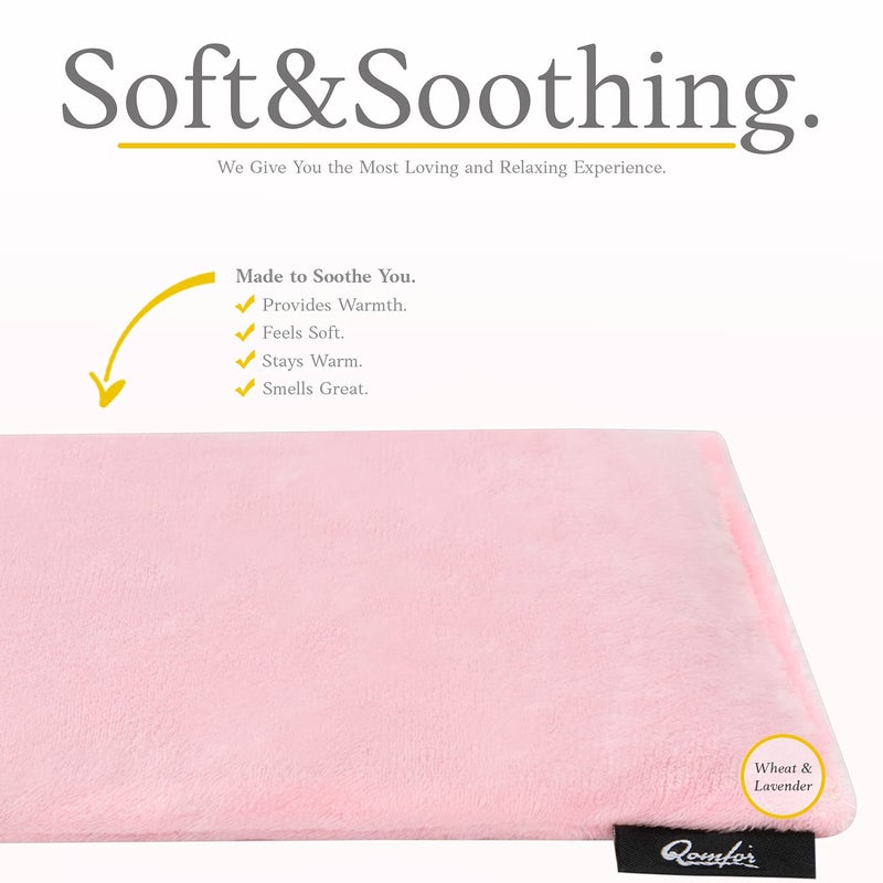 Qomfor Microwave Heating Pad - Large Heat Pack Microwavable - Heated Neck Wrap for Neck and Shoulders  Pain Relief - Reusable Lavender Heating Pad Microwavable - Pink - Image 3