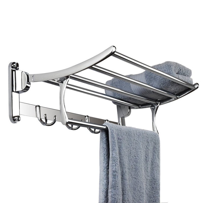 Plantex Multi-Functional Bathroom Towel Hanger/Towel Rod for Bathroom/Towel Holder/Bathroom Accessories (18 - Inch) Chrome - Image 3