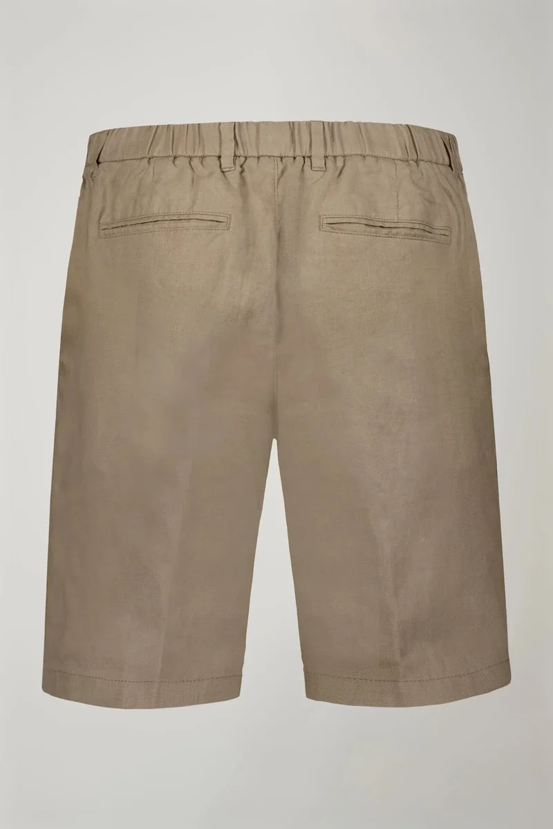 Doppelganger Beige Men's pure linen bermuda - Beige for Men | Best Price UAE