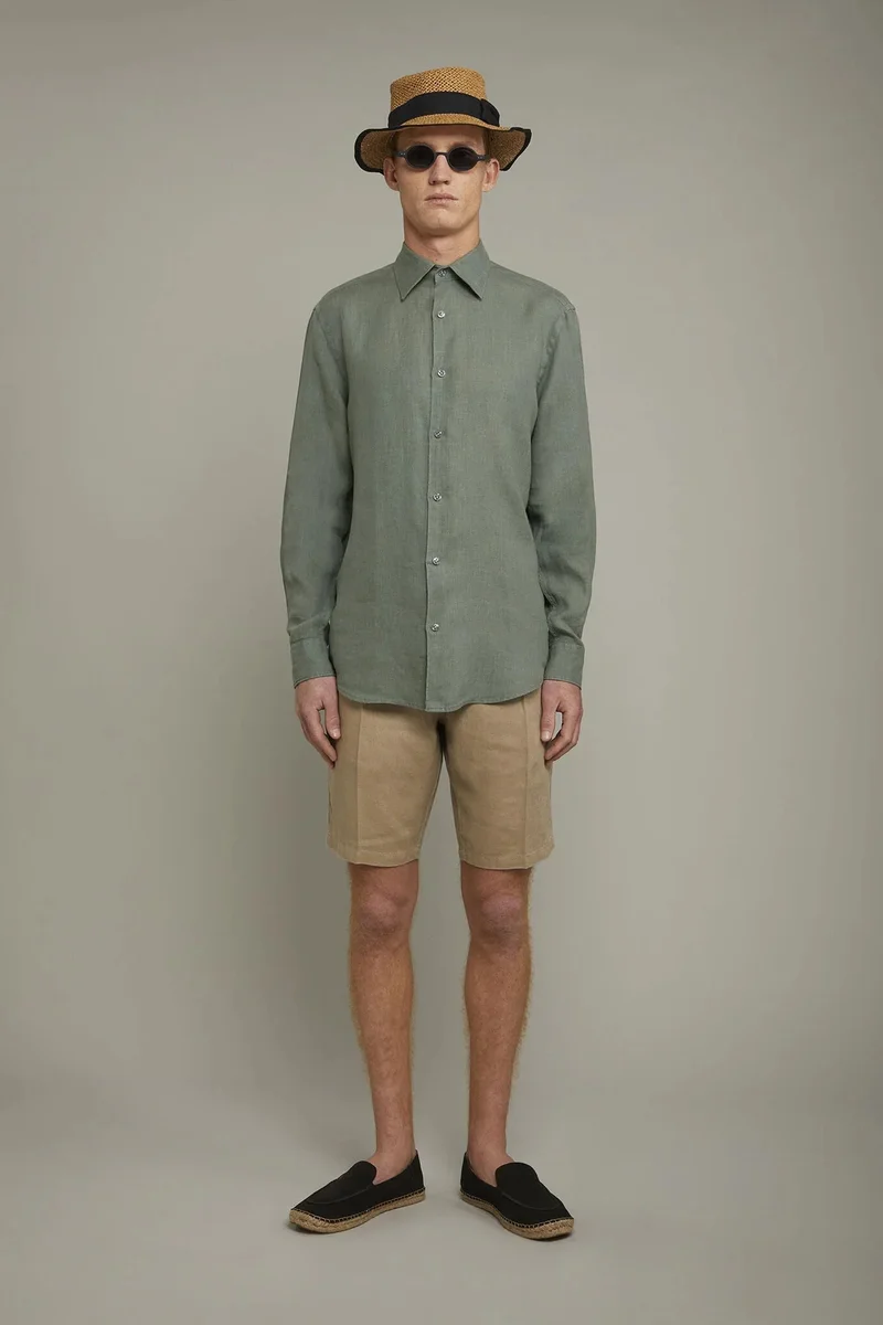 Men's pure linen bermuda - Beige
