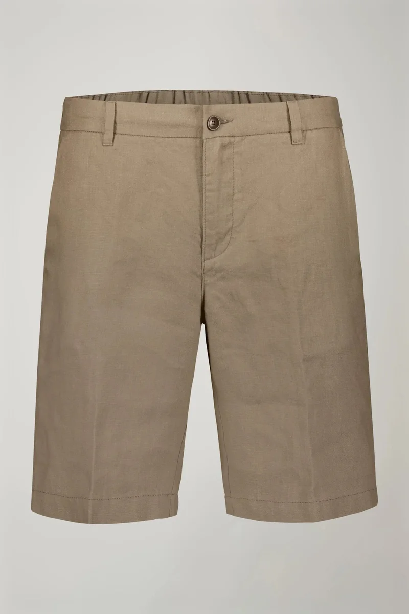 Doppelganger Beige Men's pure linen bermuda - Beige for Men | Best Price UAE