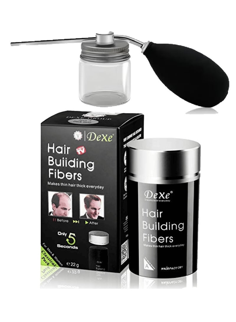 Dexe Hair building fibers Dark Brown color 22 grams  With powder dispenser - Image 1